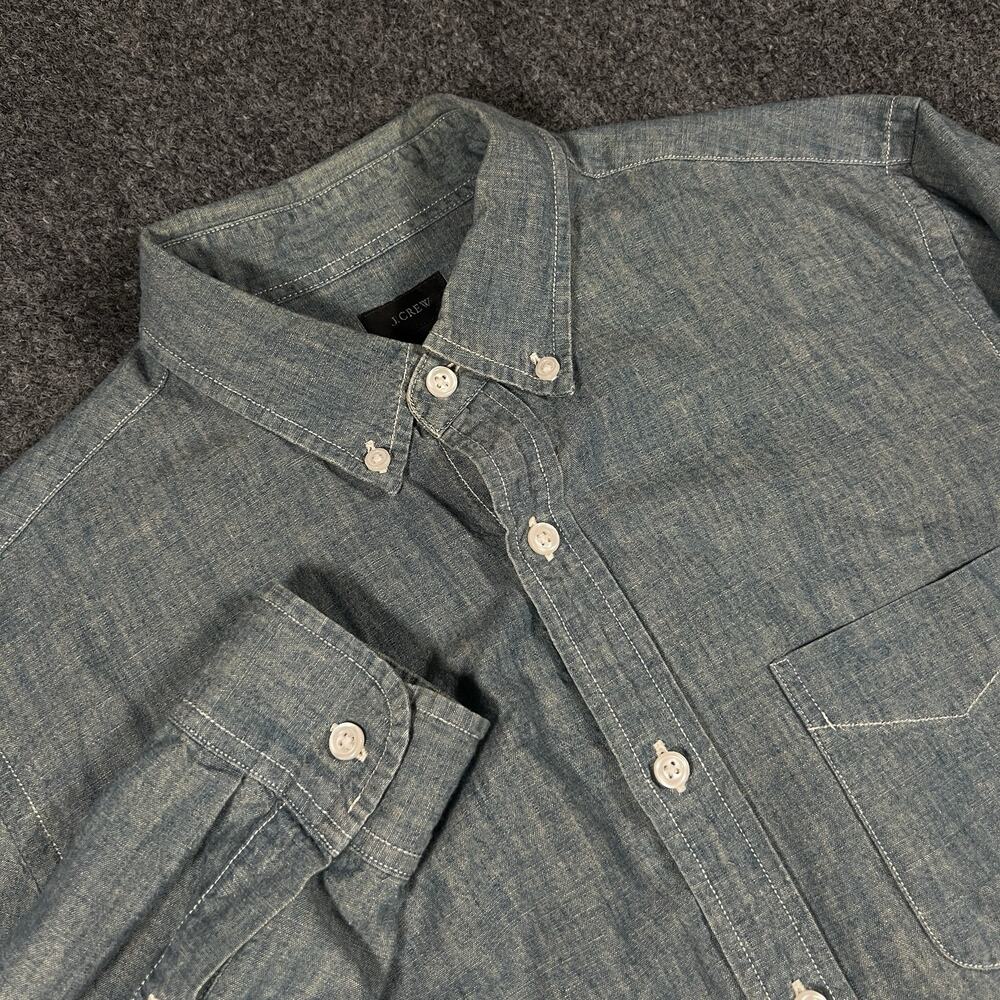 J.Crew Chambray Shirt Mens Small Blue Workwear Long Sleeve Cotton Button Down